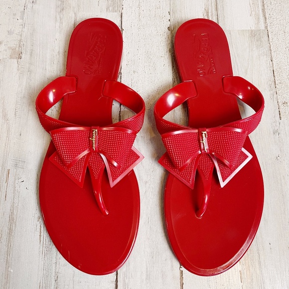 Salvatore Ferragamo Shoes - Salvatore Ferragamo | Red Bow Bali Jelly Sandal 9